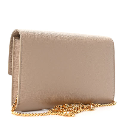 Saint Laurent Grain De Poudre Monogram Uptown Chain Wallet Dark Beige 3 of 11