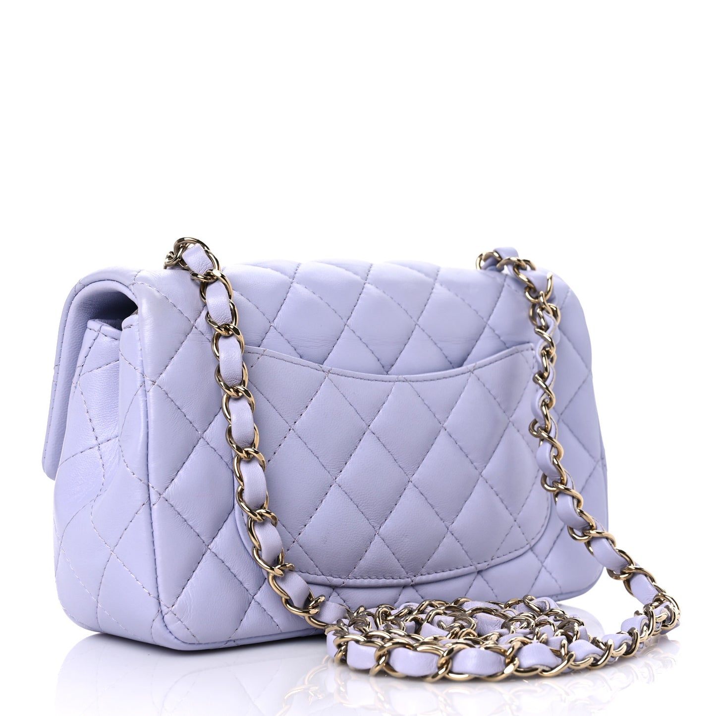 Lambskin Quilted Mini Rectangular Flap Light Purple