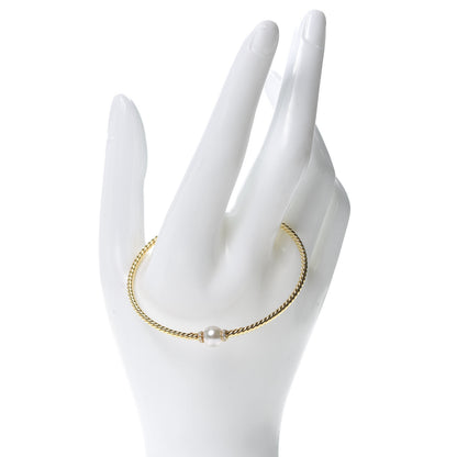David Yurman 18K Yellow Gold Diamond Pearl 7mm Solari Station Bracelet 2 of 5
