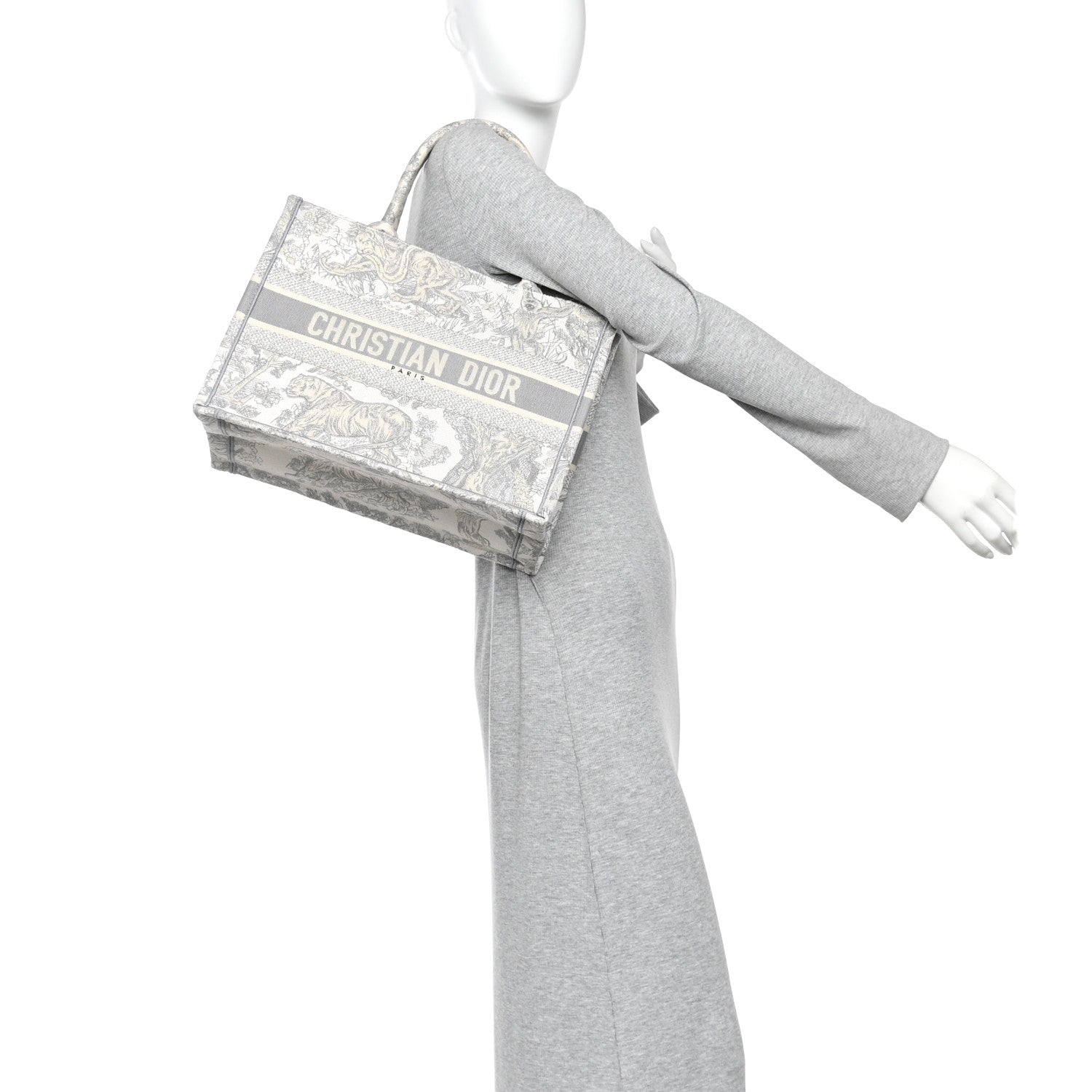 Christian Dior Canvas Embroidered Medium Dioriviera Toile De Jouy Book Tote Gray 2 of 14