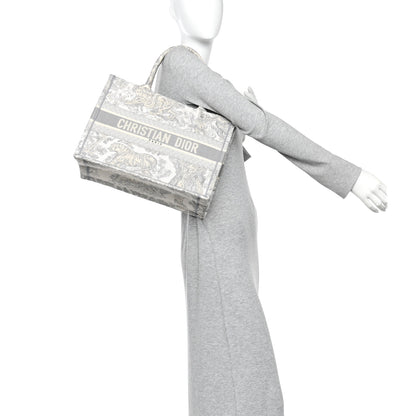 Christian Dior Canvas Embroidered Medium Dioriviera Toile De Jouy Book Tote Gray 2 of 14