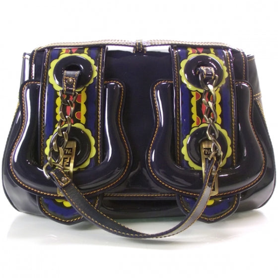 Fendi Patent Flower B Bag Blue 1 of 12