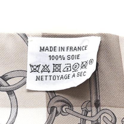 Hermes Silk Mors Et Gourmettes Vichy Twilly Etoupe Jaune Vif White 3 of 6