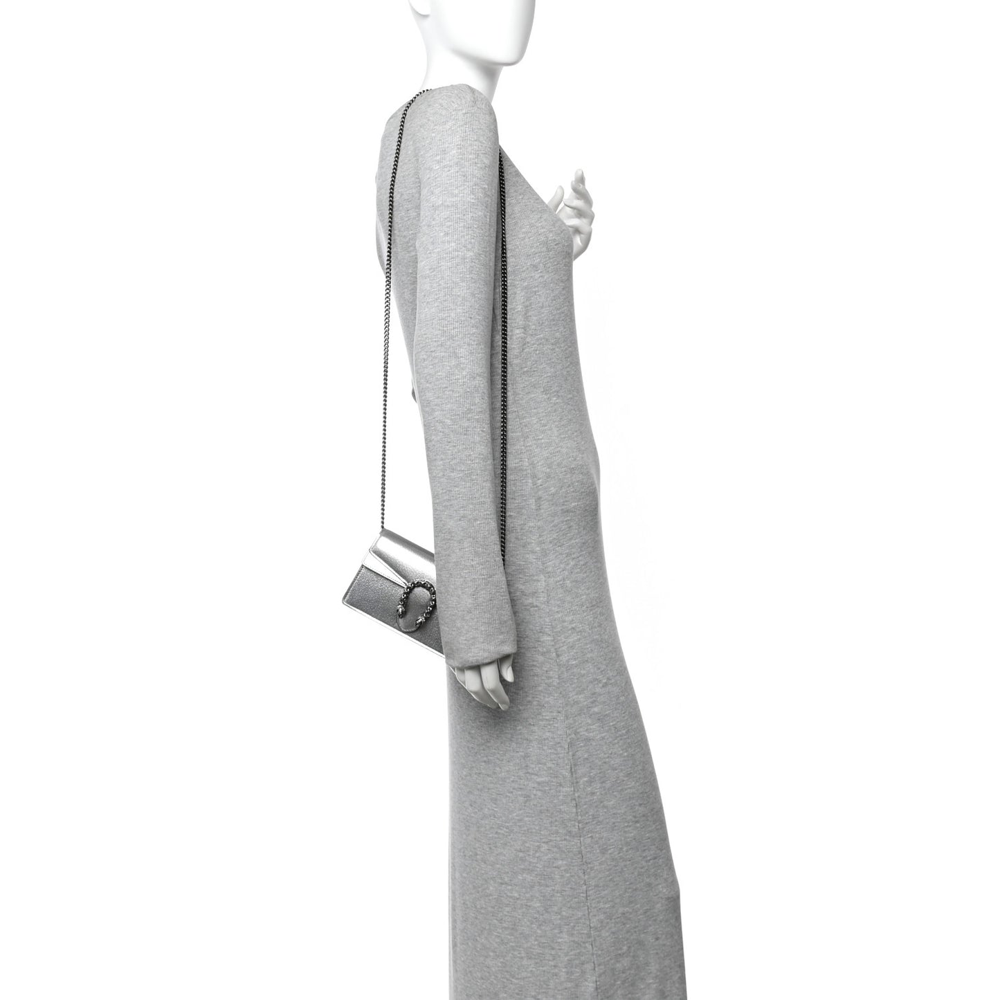 Metallic Calfskin Super Mini Dionysus Shoulder Bag Silver