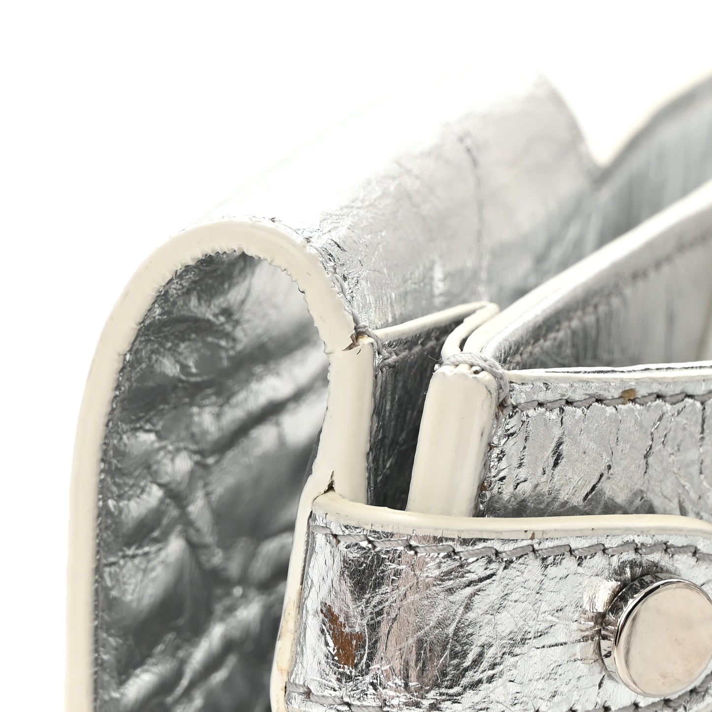 Metallic Calfskin Medium Diorever Flap Silver