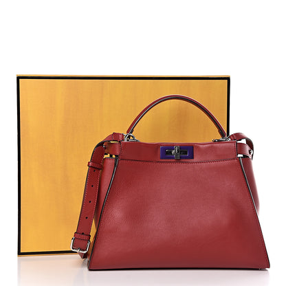 Fendi Vitello Seta Shiny Nappa Medium Peekaboo Iconic Satchel Ribes Azzurro Polvere 13 of 13