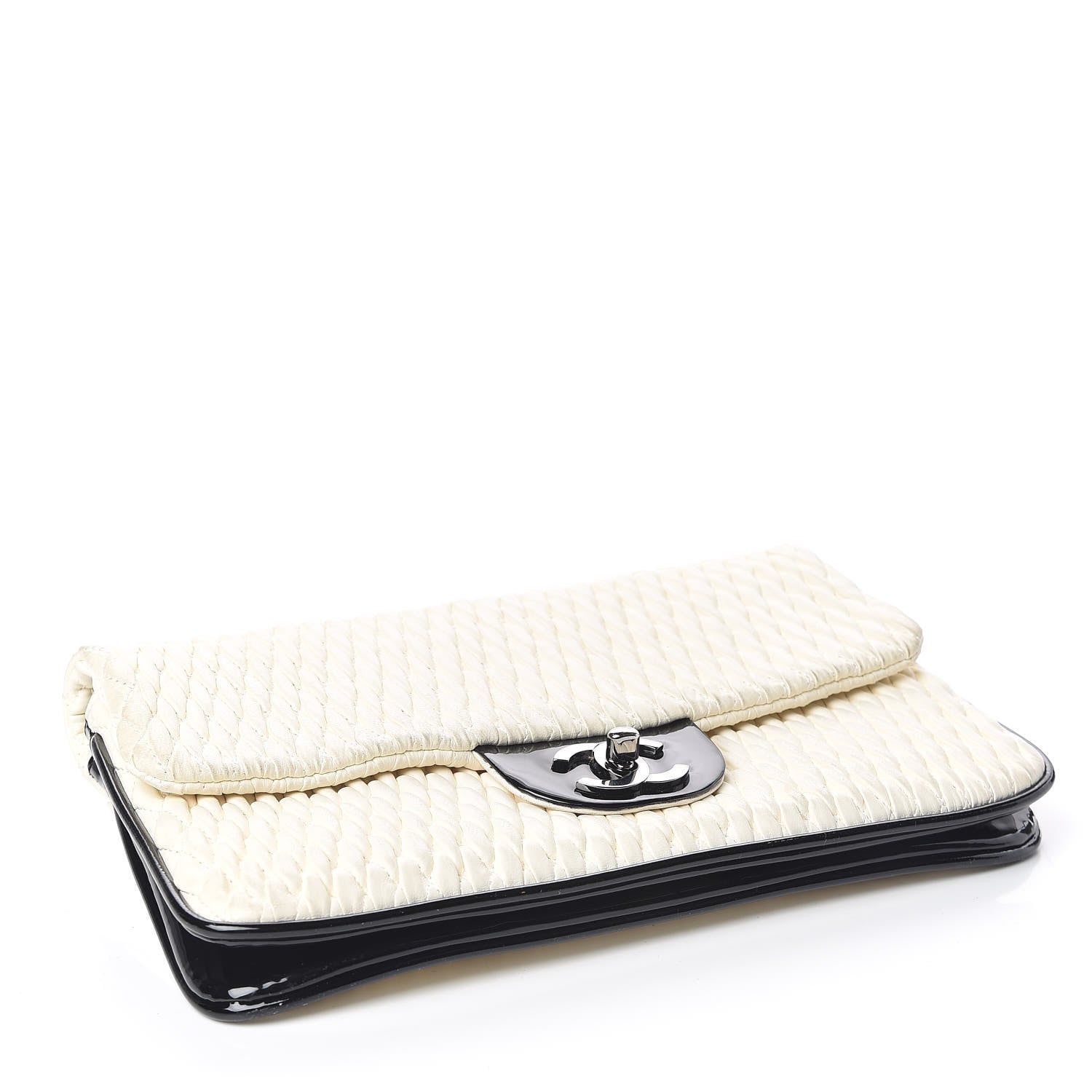 Chanel Vinyl Lambskin Quilted Shoulder Flap Beige Black 4 of 16