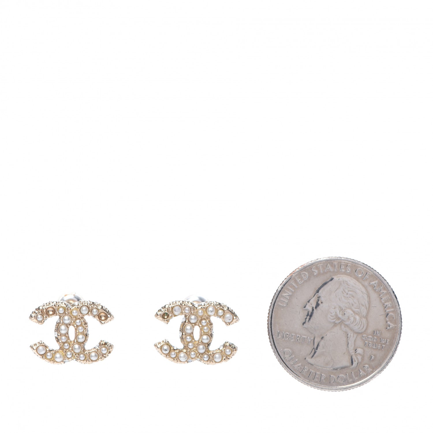 Chanel Metal Pearl CC Earrings Gold 2 of 5