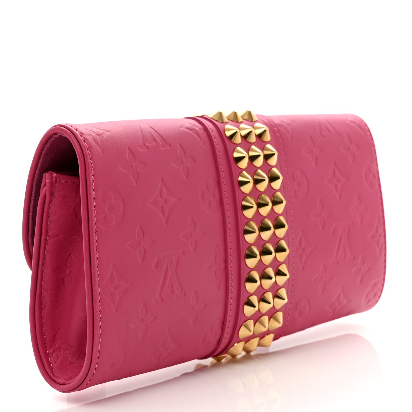 Calfskin Embossed Courtney Pochette Clutch Fuchsia