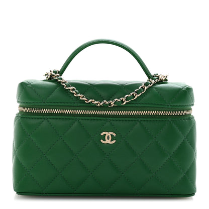 Chanel Lambskin Quilted Top Handle Slim Vanity With Chain Green 1 of 11