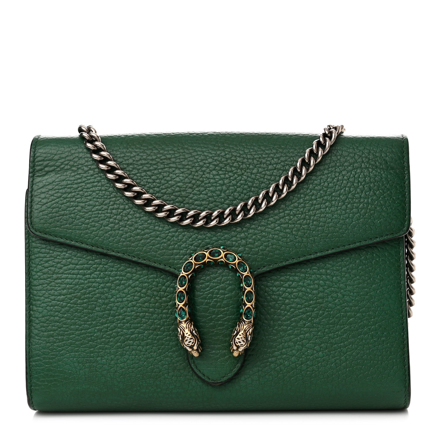 Gucci Calfskin Mini Dionysus Chain Wallet Emerald 1 of 18