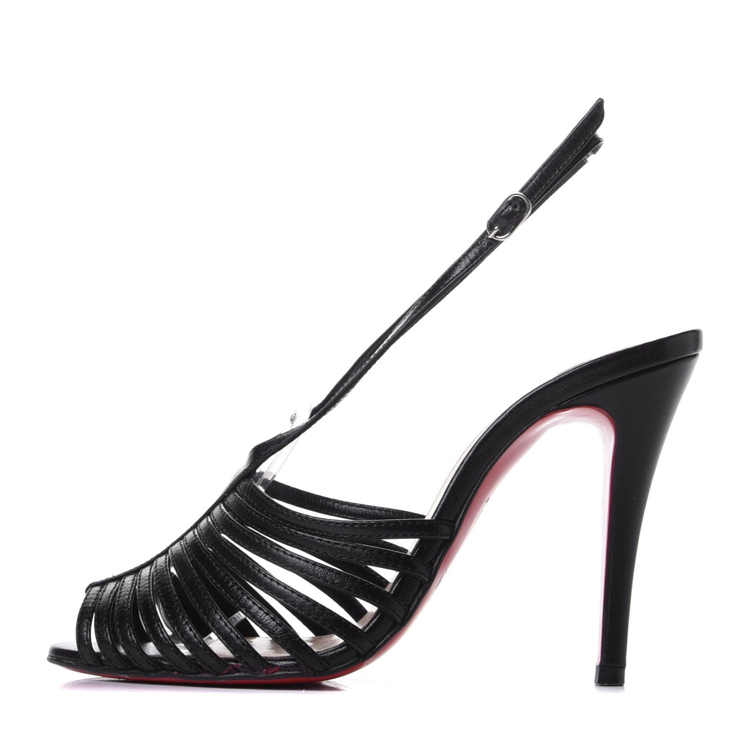 Calfskin Strappy Sandals 36 Black