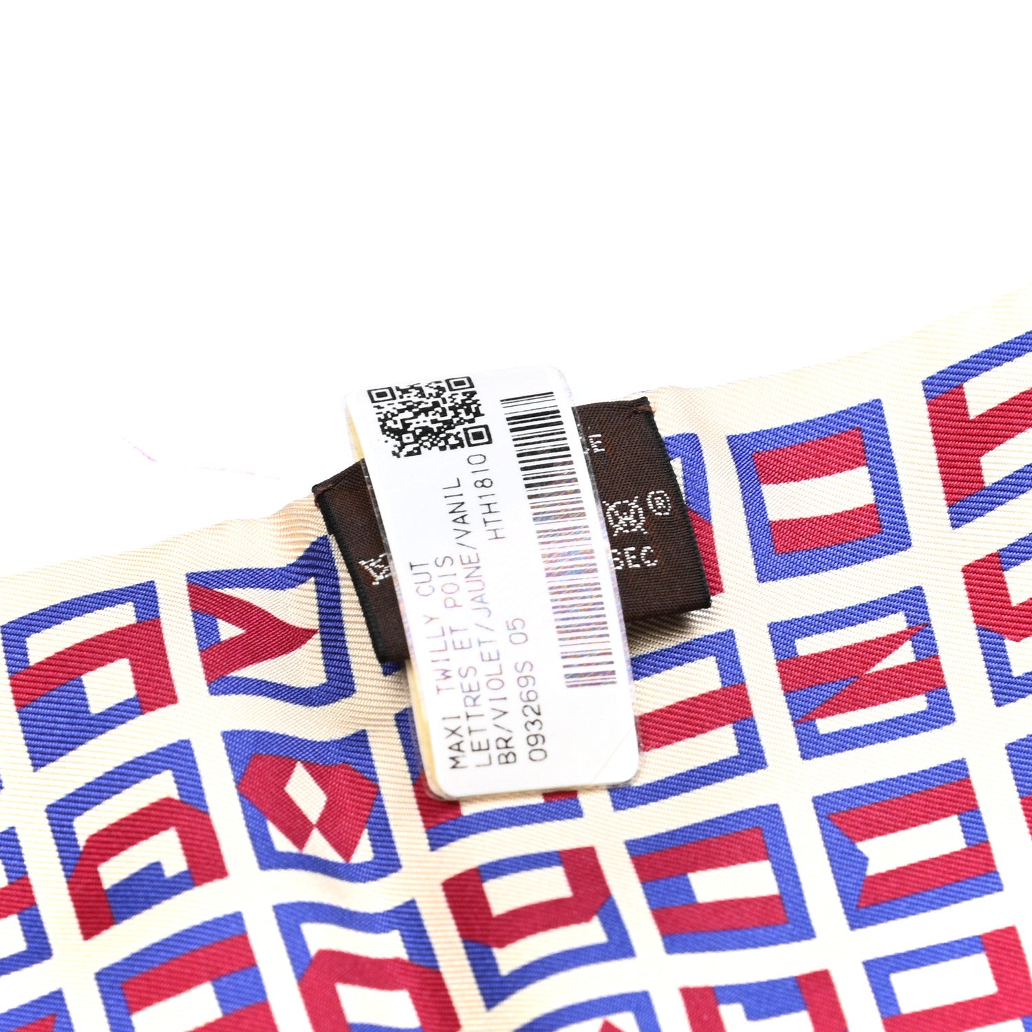 Hermes Silk Lettres Et Pois Maxi Twilly Cut Violet Jaune Vanille 3 of 4