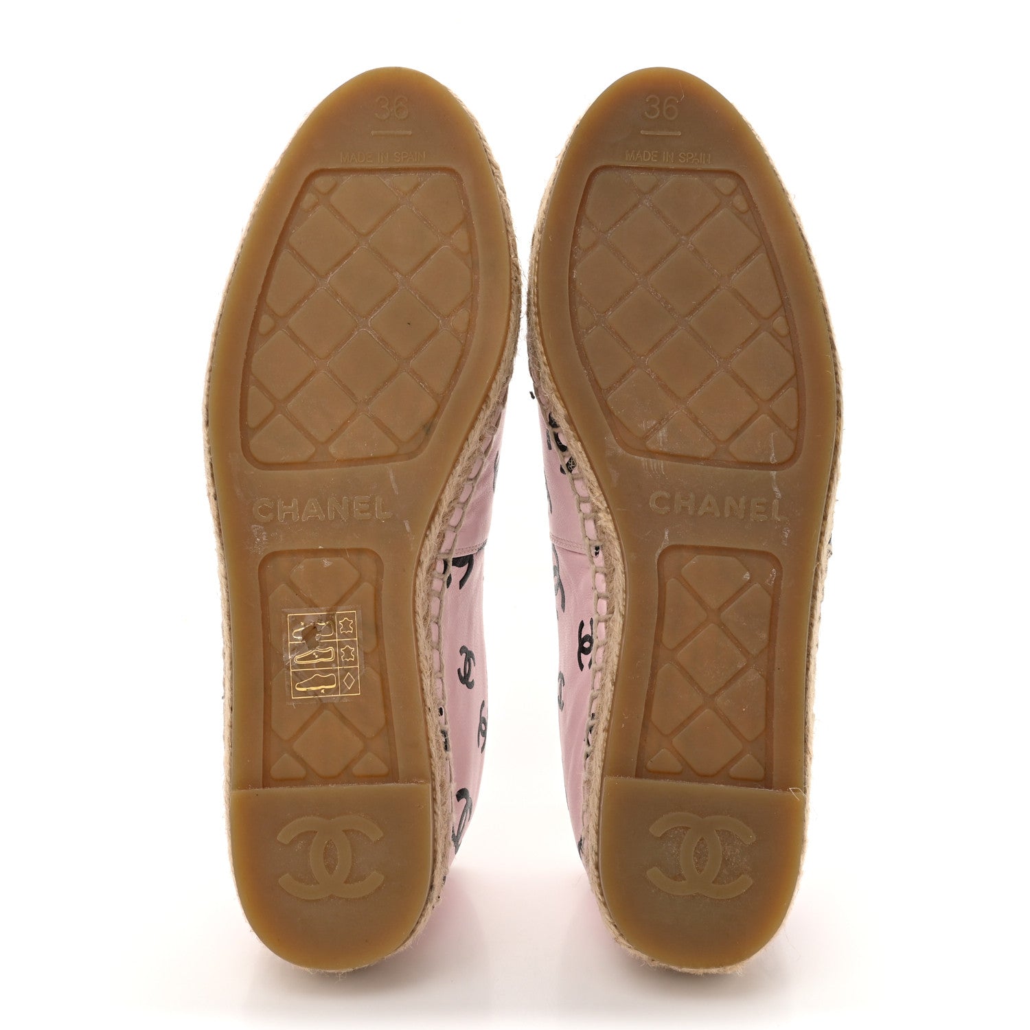 Chanel Lambskin Printed Coco Beach Espadrilles 36 Light Pink Black 6 of 12