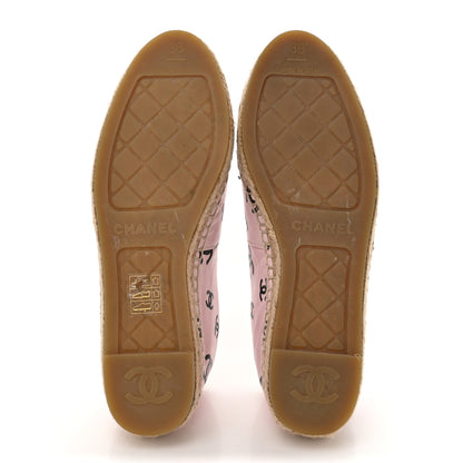 Chanel Lambskin Printed Coco Beach Espadrilles 36 Light Pink Black 6 of 12
