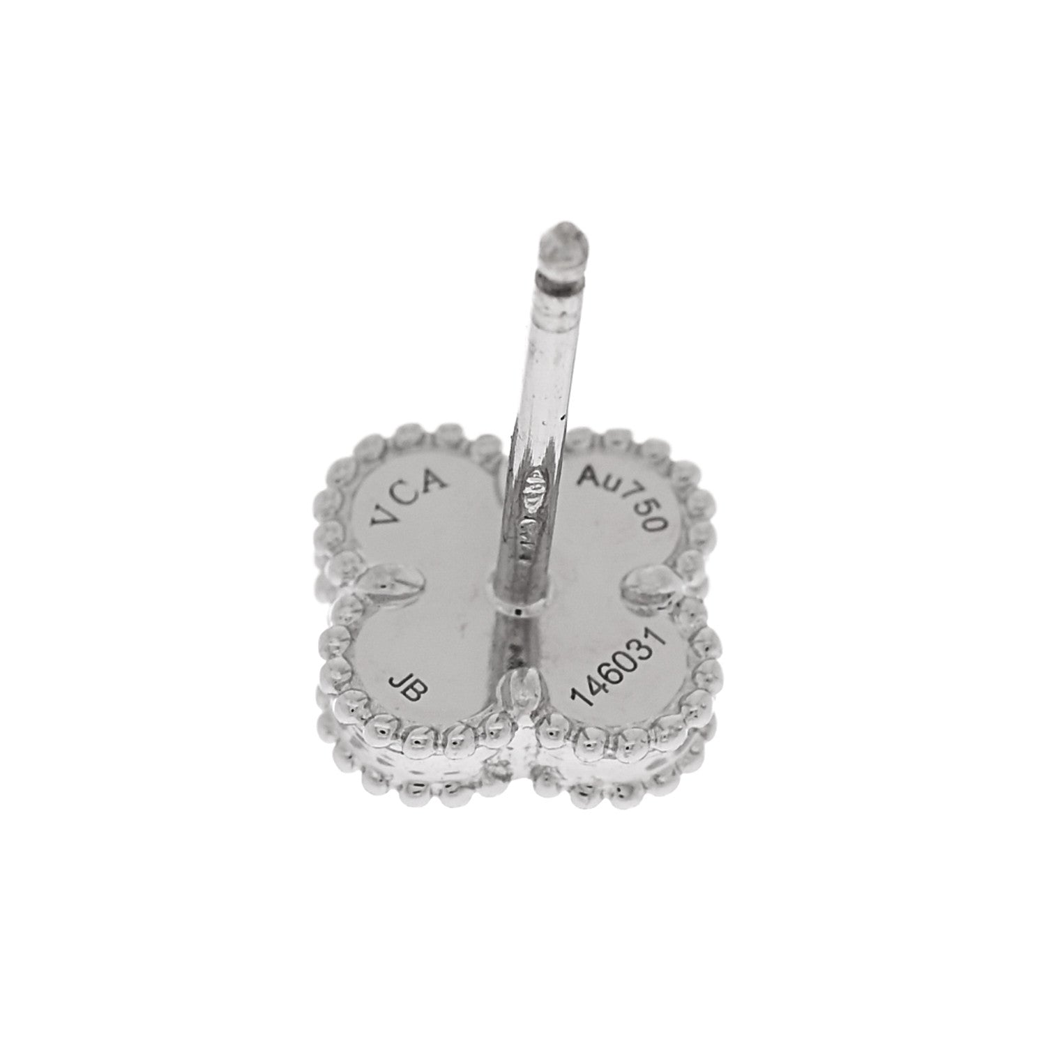 Van Cleef & Arpels 18K White Gold Mother of Pearl Sweet Alhambra Earrings 4 of 5