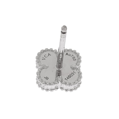 Van Cleef & Arpels 18K White Gold Mother of Pearl Sweet Alhambra Earrings 4 of 5