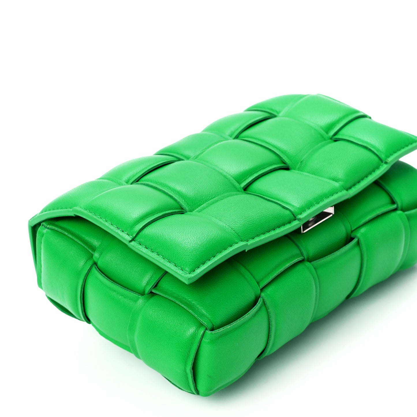 Nappa Maxi Intreccio Small Padded Cassette Crossbody Bag Grass