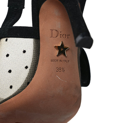 Christian Dior Mesh Plumetis Crystal Ribbon J'Adior Slingback 100mm Pumps 38.5 Black 6 of 10