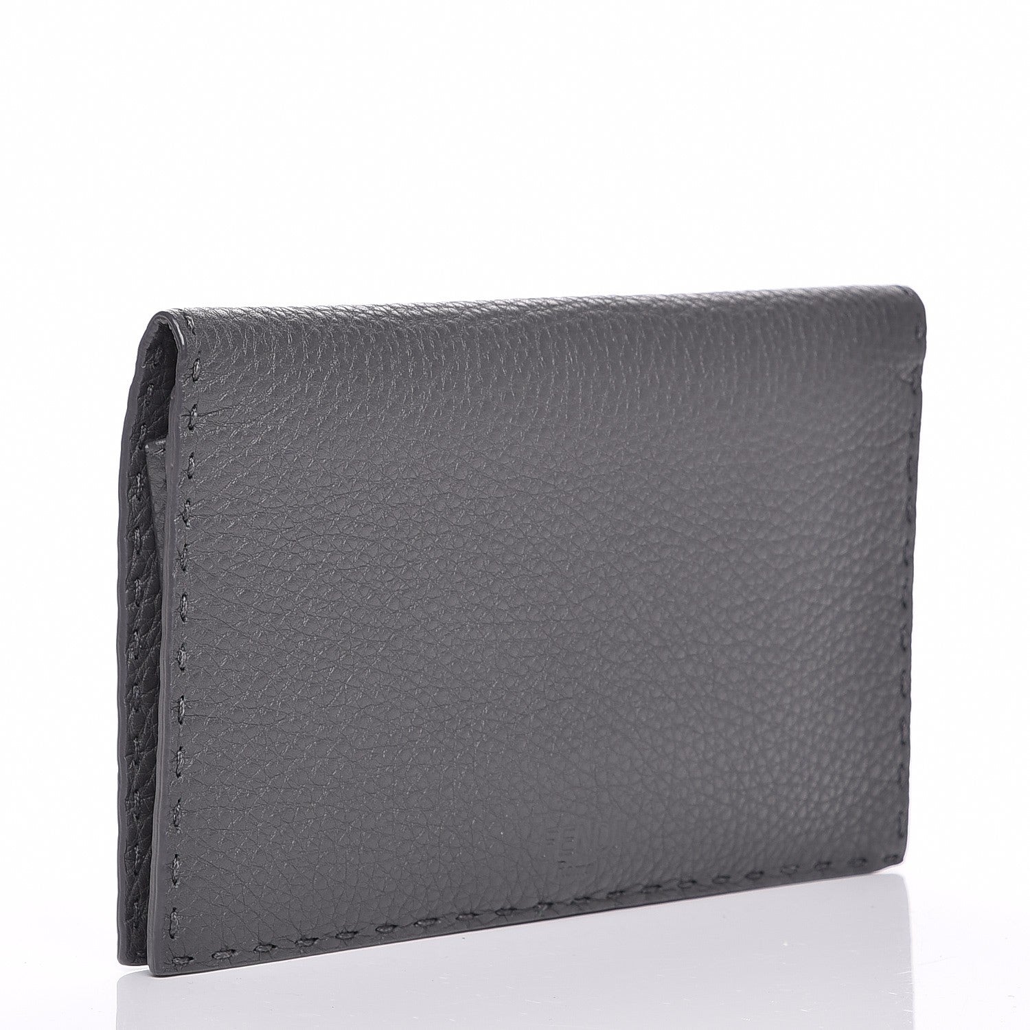 Fendi Cuoio Romano Selleria Mini Peekaboo Clutch Wallet Asfalto 3 of 9