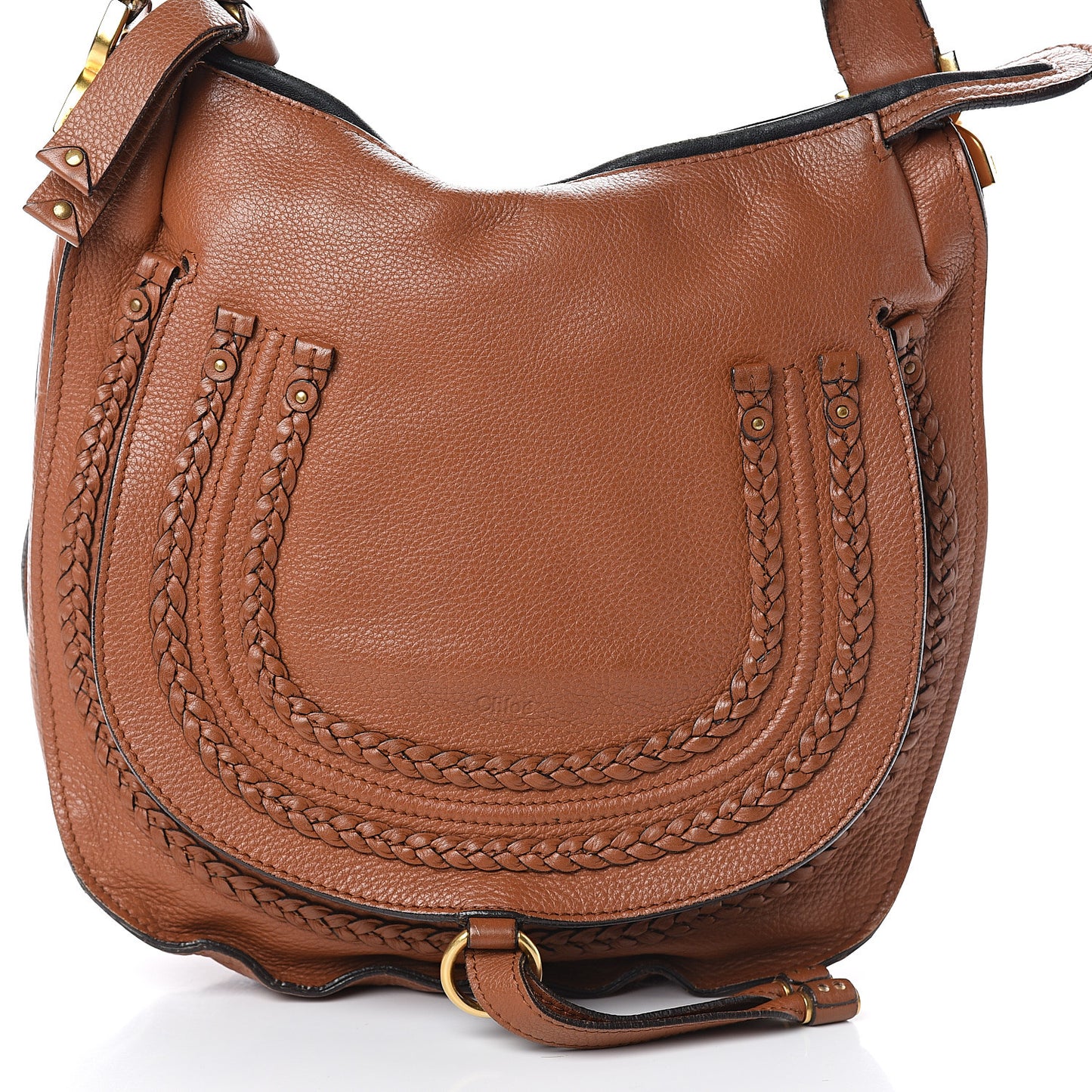 Calfskin Braided Medium Marcie Hobo Caramel