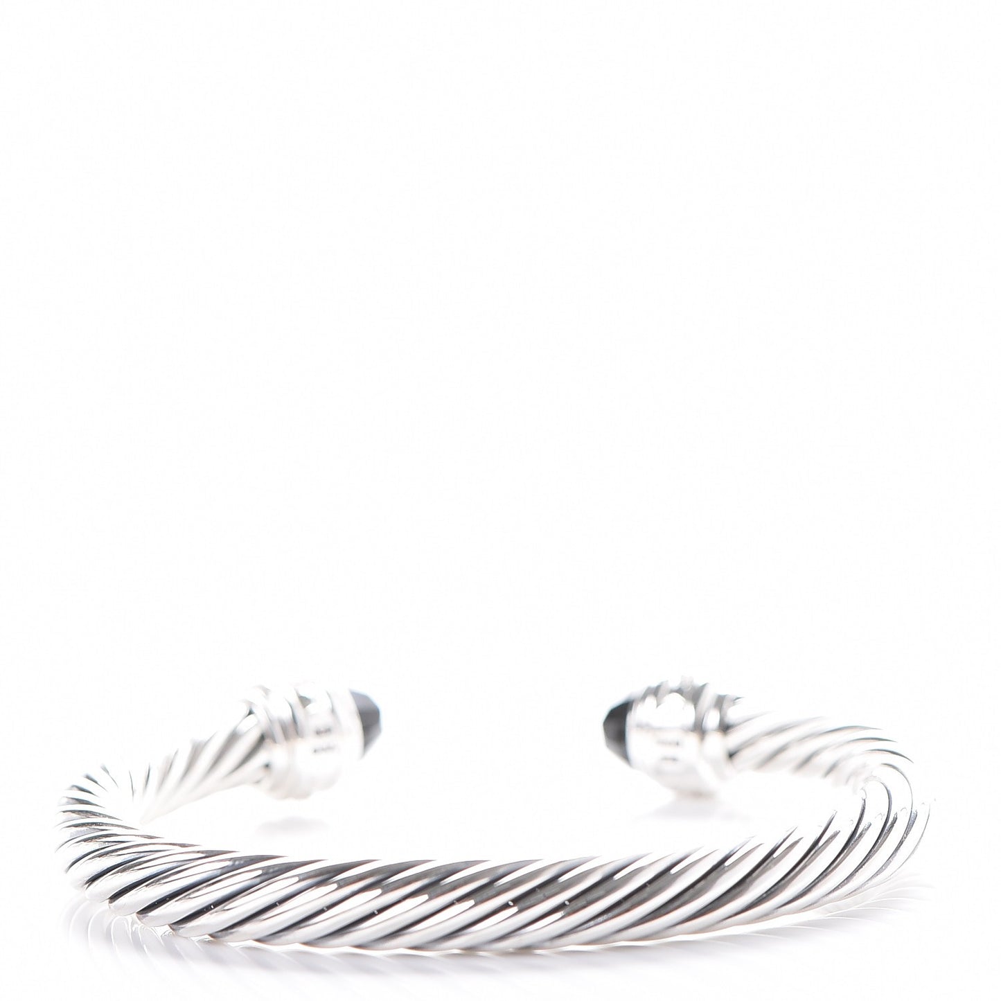 Sterling Silver Diamond Black Onyx 7mm Cable Classics Bracelet