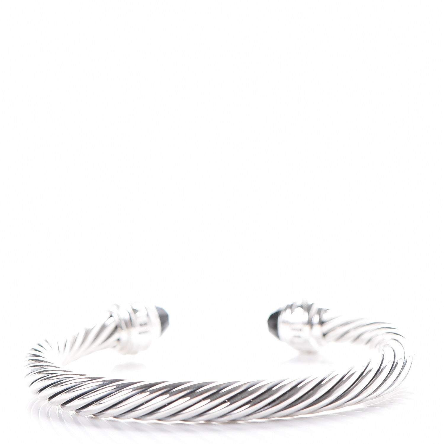 David Yurman Sterling Silver Diamond Black Onyx 7mm Cable Classics Bracelet 4 of 6