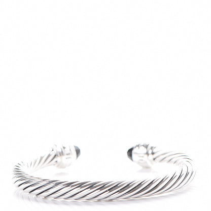 David Yurman Sterling Silver Diamond Black Onyx 7mm Cable Classics Bracelet 4 of 6