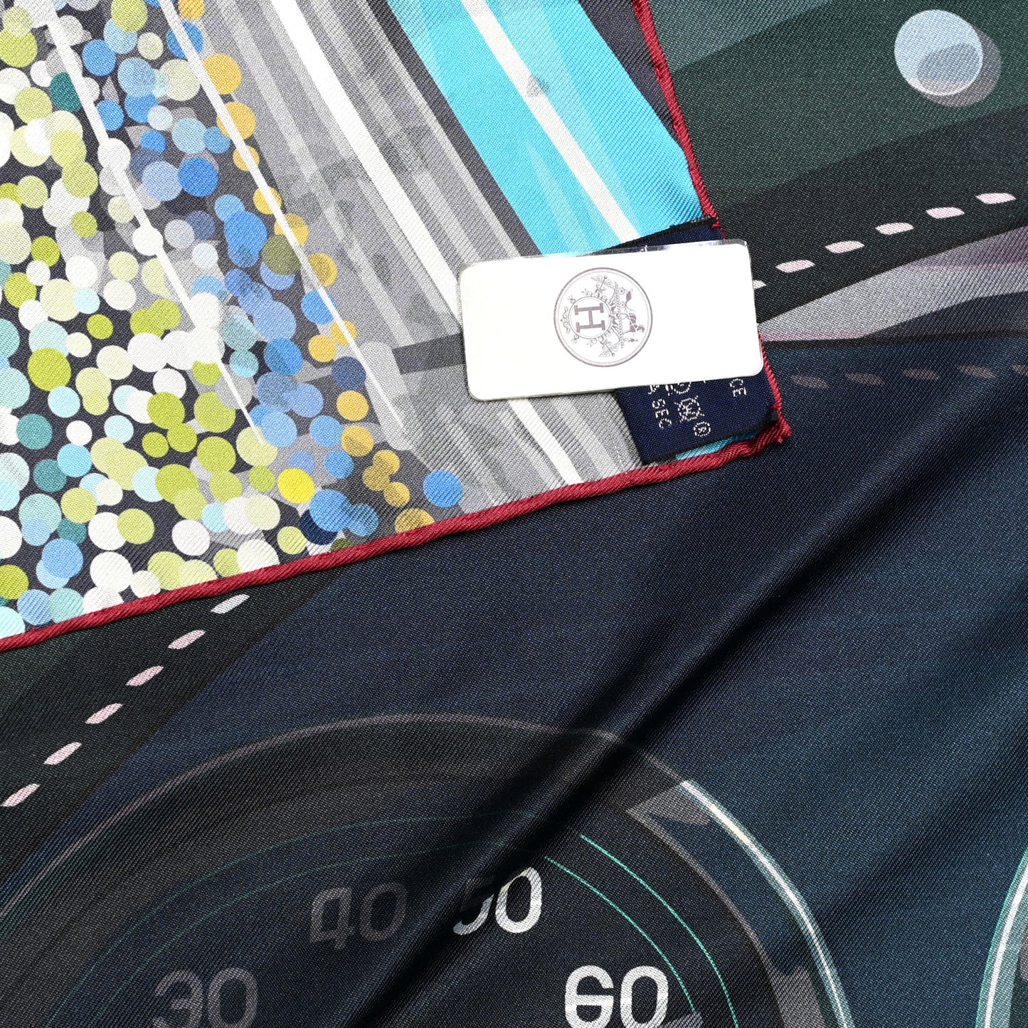 Silk Double Face Formula One Scarf 90 Marine Colvert