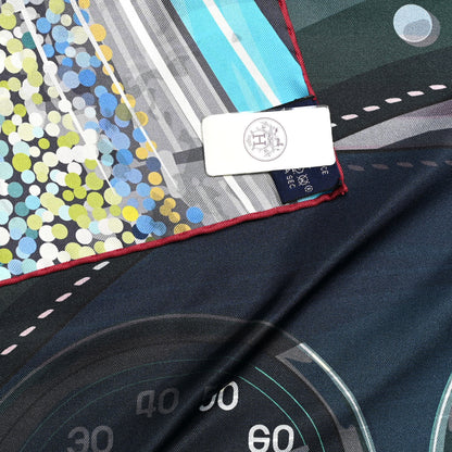 Hermes Silk Double Face Formula One Scarf 90 Marine Colvert 4 of 5