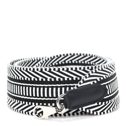 Hermes Toile Swift 50mm Sangle Cavale Shoulder Strap Black Ecru 1 of 3