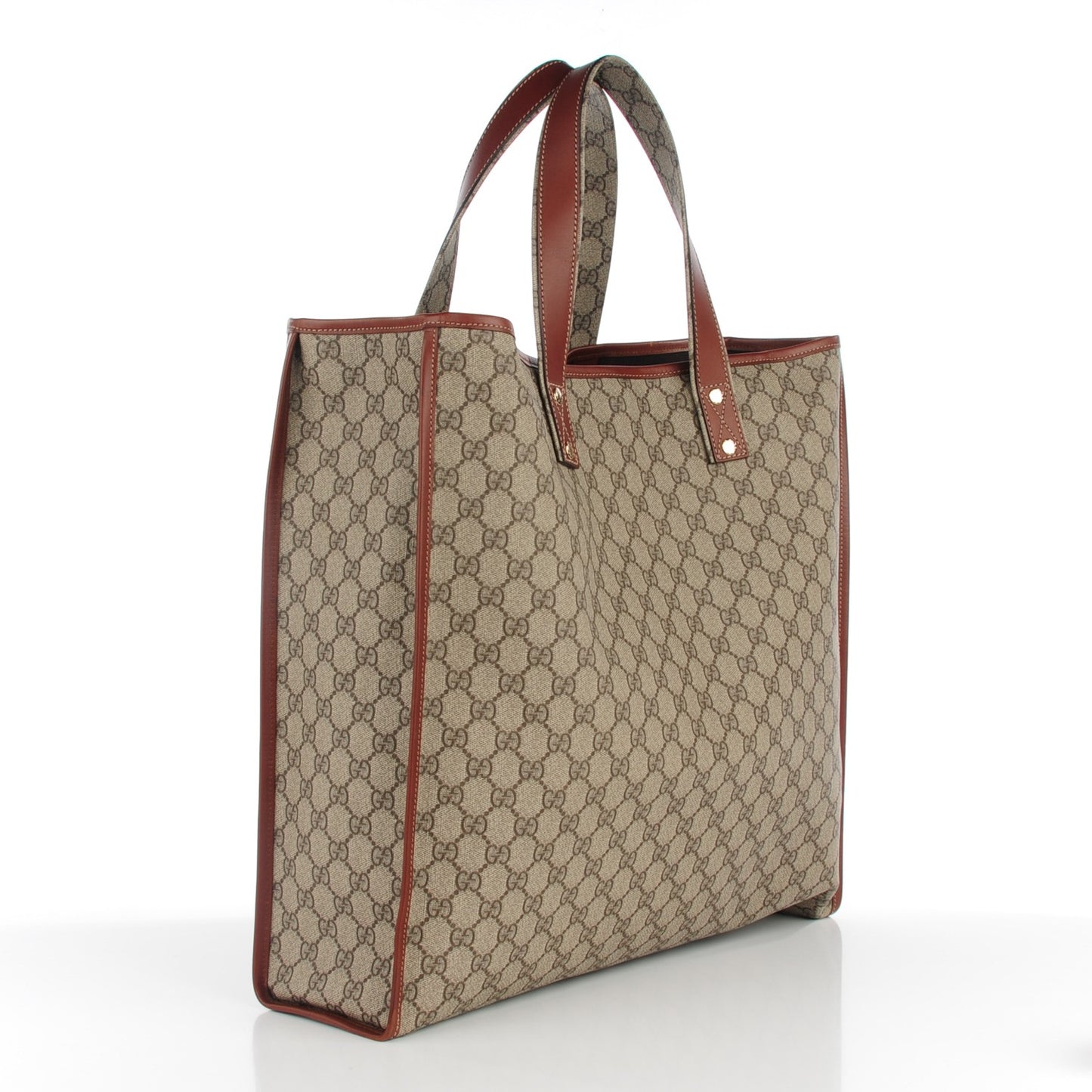 GG Plus Monogram Large Signature Web Loop Tote Brown