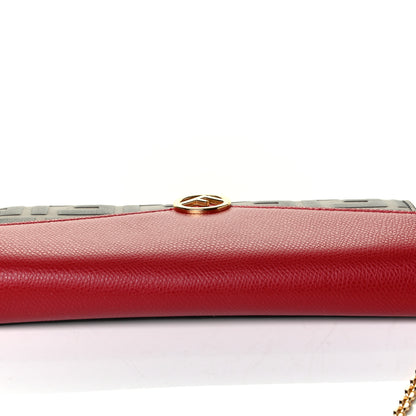 Fendi Vitello Cruise F is Fendi Bi-Color FF 1974 Embossed Continental Envelope Wallet On Chain Maya Black Fragola 6 of 6