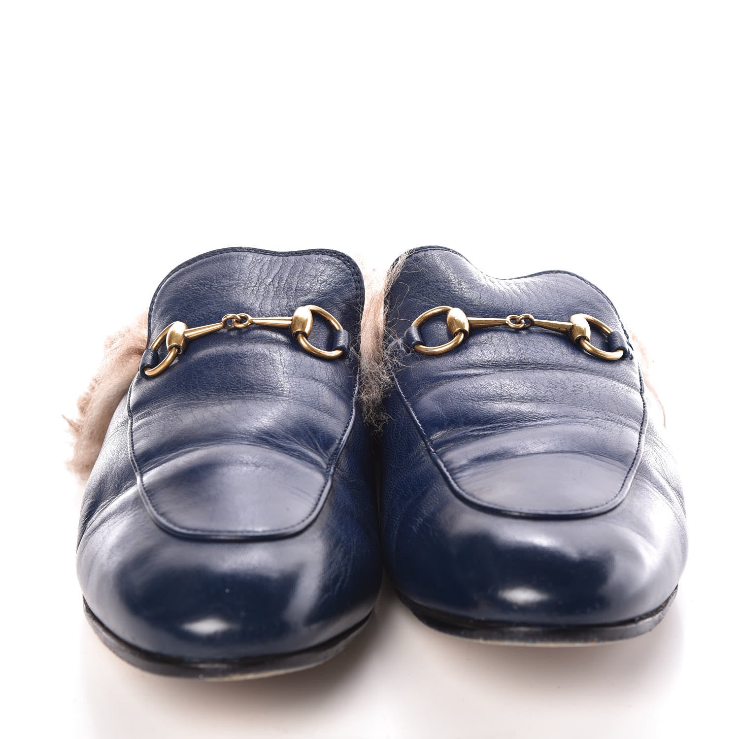 Gucci Malaga Kid Fur Womens Princetown Slippers 41 Blue Agata 2 of 11