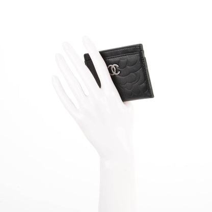 Chanel Lambskin Camellia Embossed Card Holder Black 2 of 6