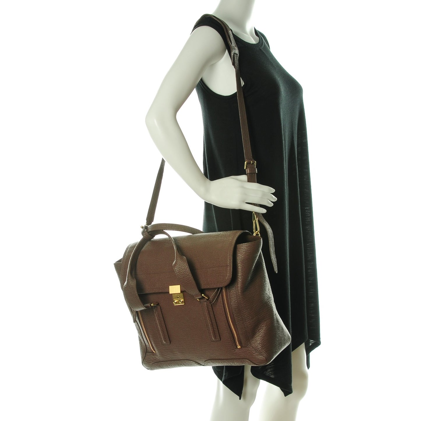 3.1 Textured Calfskin Large Pashli Satchel Taupe