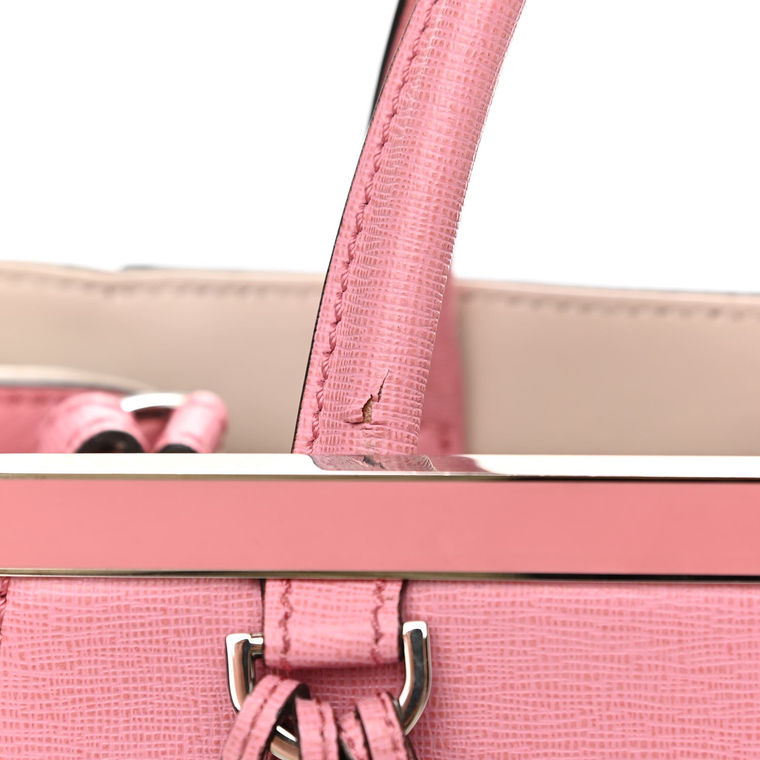Fendi Vitello Elite Flamingo Mink Monster Charm Petite 2Jours Tote Pink Multicolor 11 of 14
