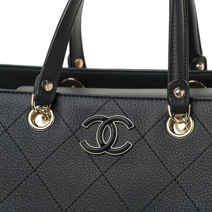 Chanel Calfskin Stitched Medium Shopping Tote Black 14 of 16