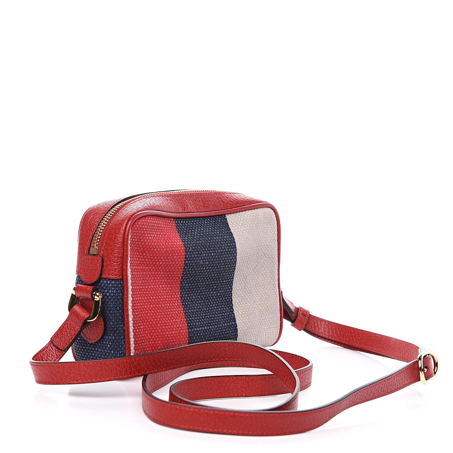 Gucci Canvas Sylvie Stripe Mini Ophidia Camera Bag Mystic White Hibiscus Red Maritime 2 of 11