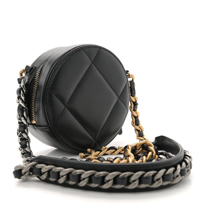 Chanel Lambskin Quilted Chanel 19 Round Clutch With Chain Black 3 of 11