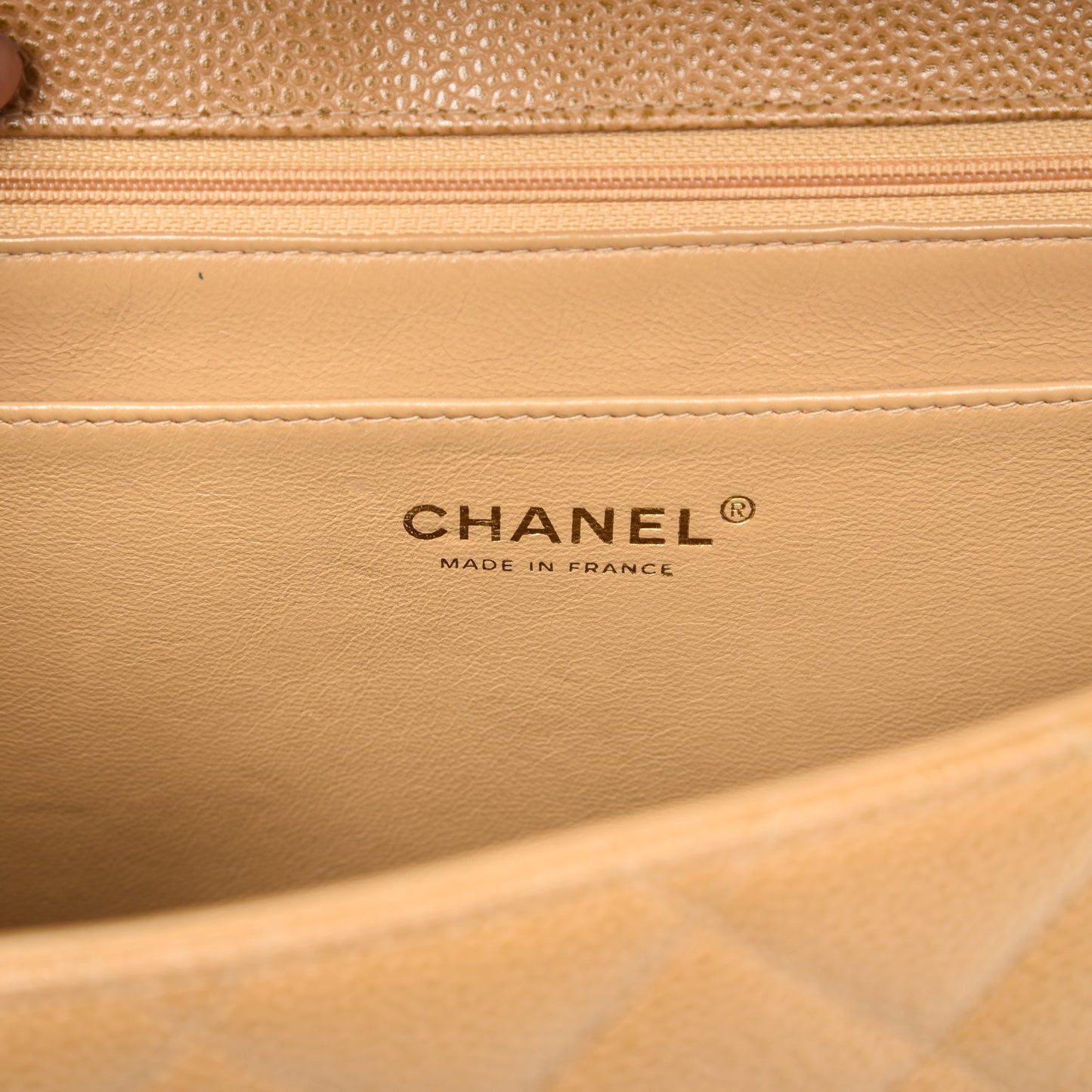 Caviar Jumbo Single Flap Beige