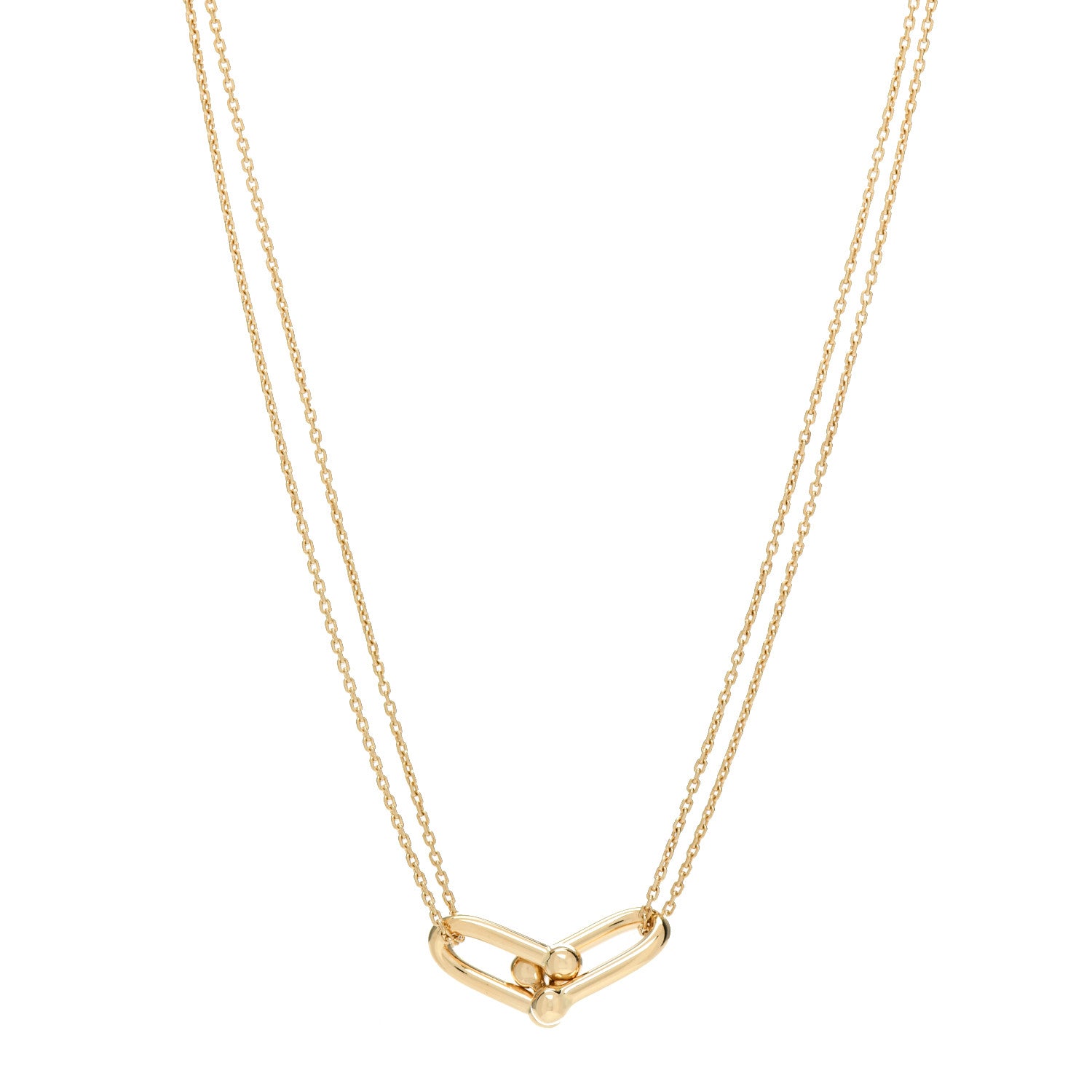 Tiffany 18K Yellow Gold HardWear Double Link Pendant Necklace 1 of 7