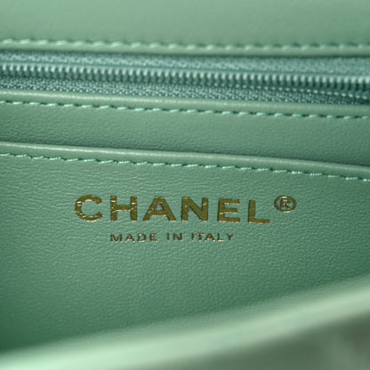 Chanel Lambskin Quilted Mini Top Handle Rectangular Flap Light Green 6 of 10