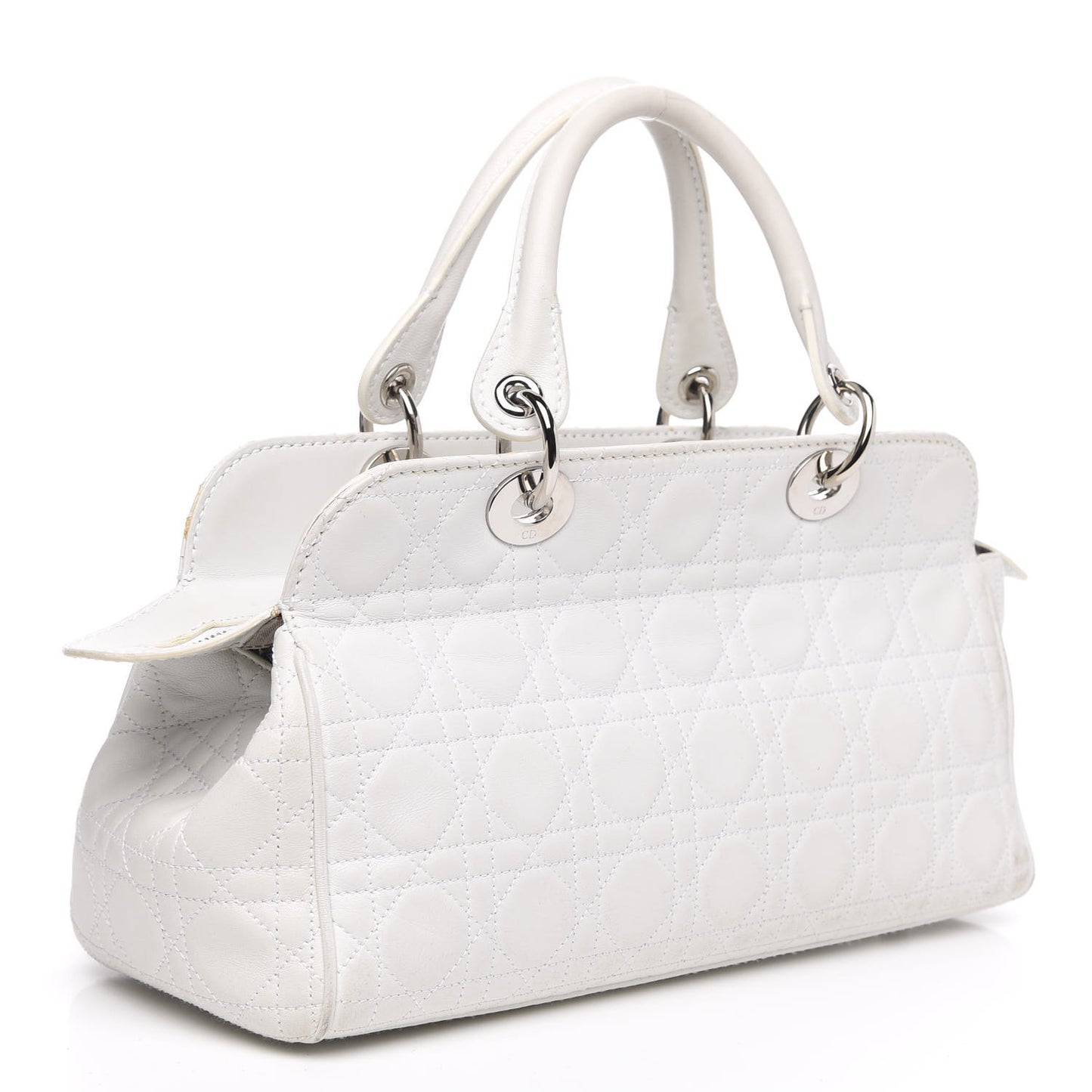Lambskin Cannage Soft Lady Dior Satchel White