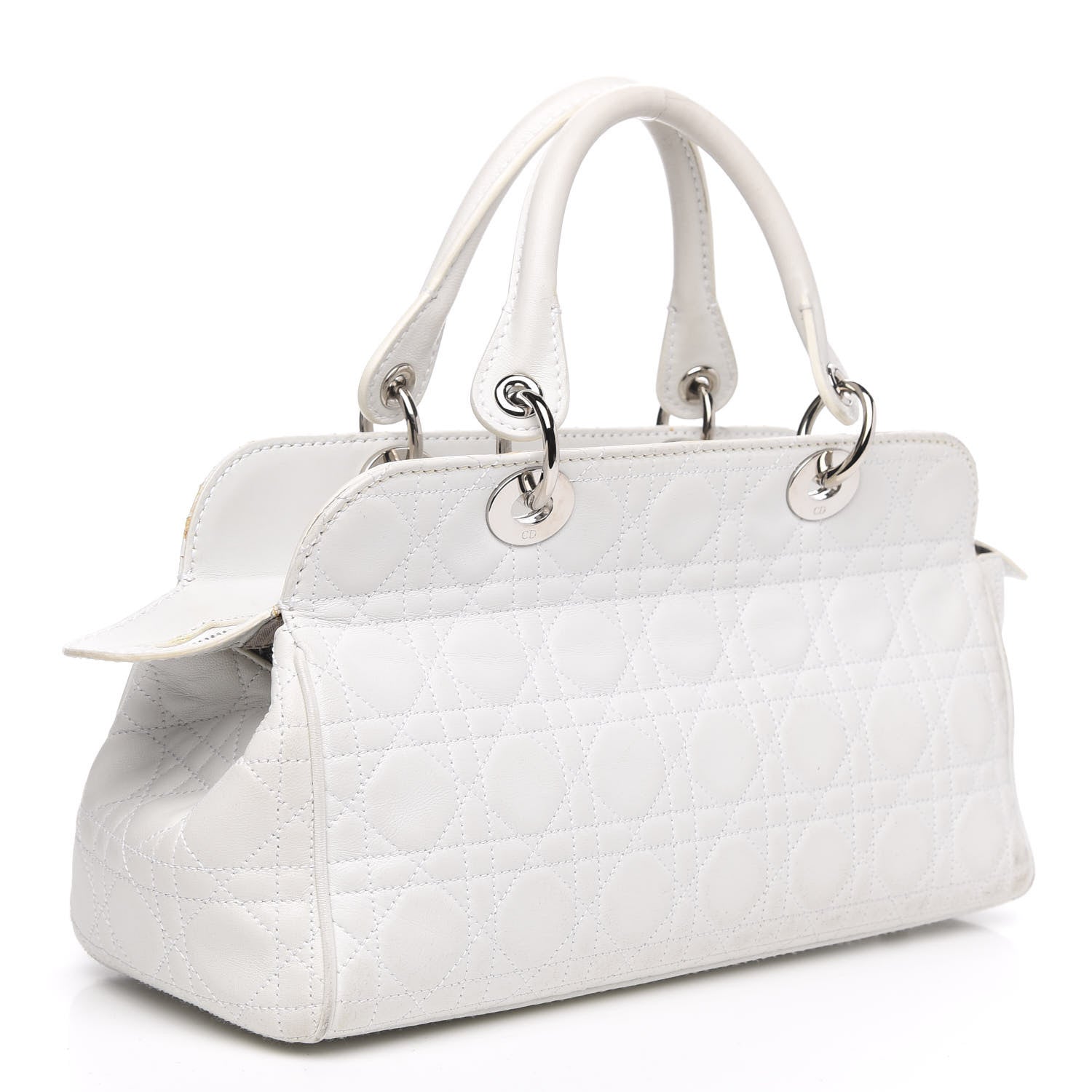 Christian Dior Lambskin Cannage Soft Lady Dior Satchel White 3 of 16