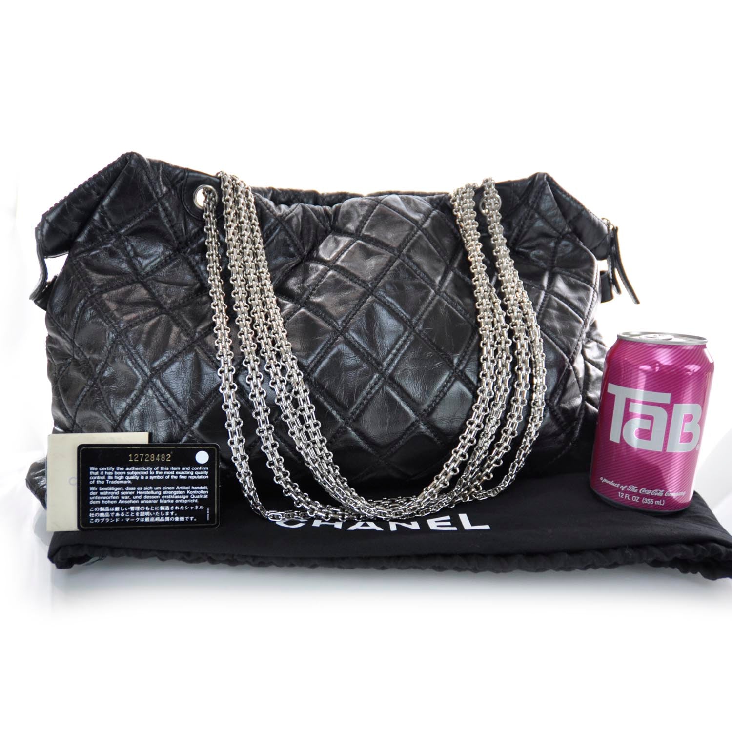Chanel Leather Quilted Surpique Carryall Black 3 of 8