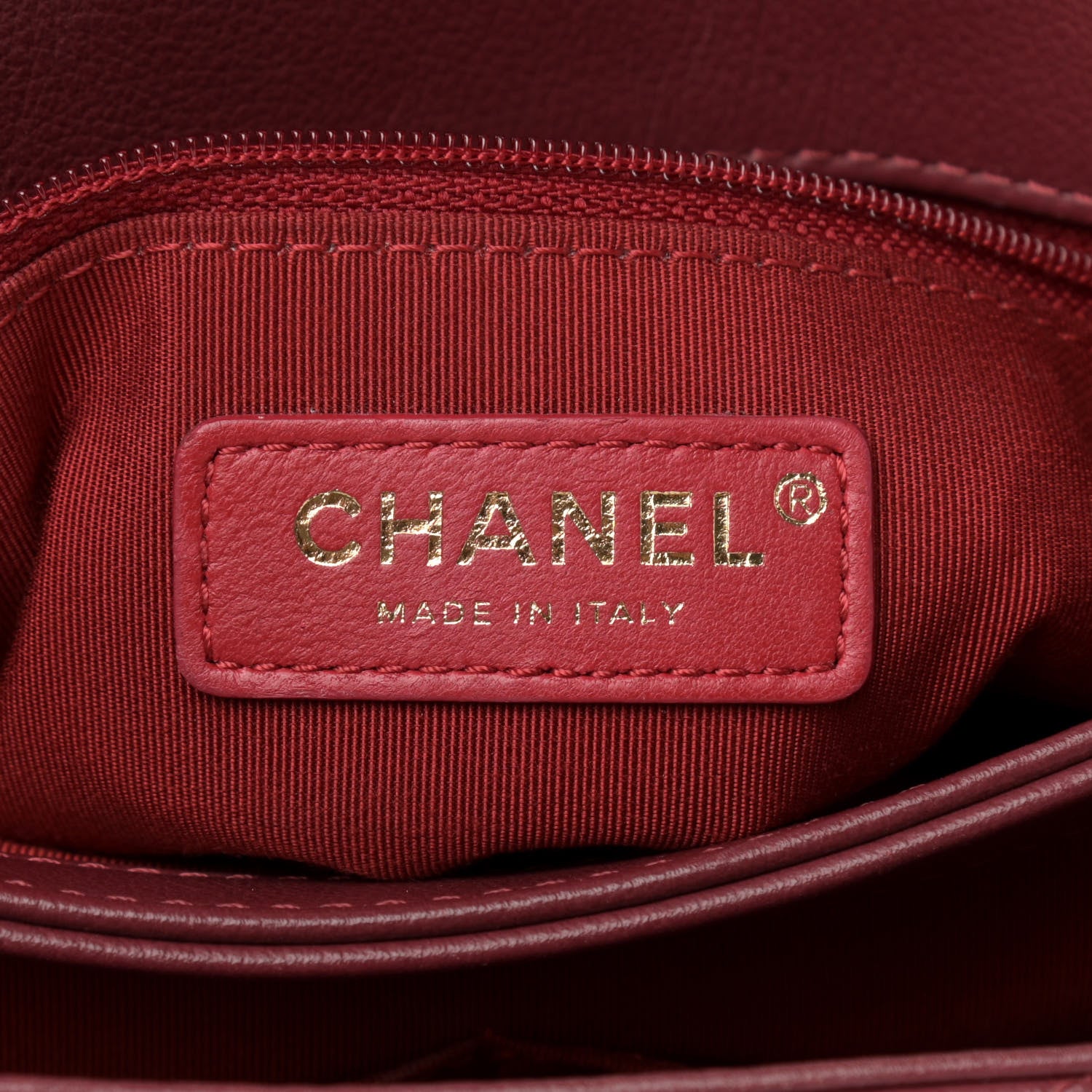 Chanel Grained Calfskin Stitched Chevron Medium Chic Top Handle Flap Red 6 of 17