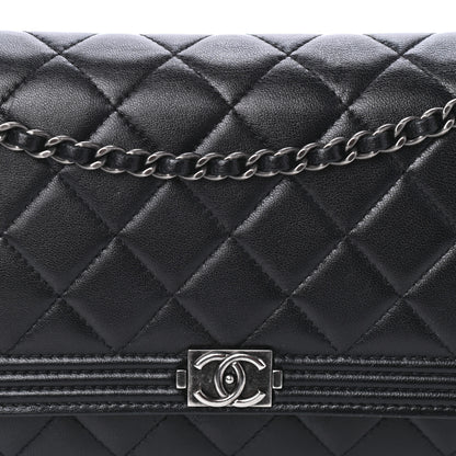 Chanel Lambskin Quilted Boy Wallet On Chain WOC Black 9 of 11