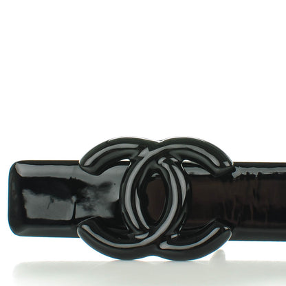 Chanel Patent CC Logo Skinny Belt 80 32 Black 3 of 8