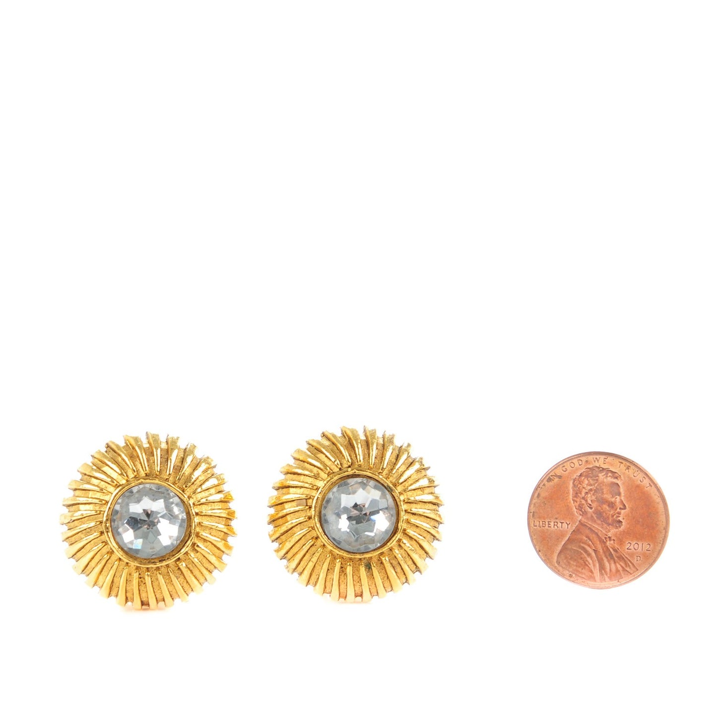 Crystal Clip On Earrings Gold
